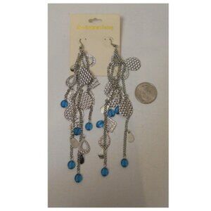 Women Fashion Earrings Drop Dangle Silver Teardrops Teal Beads XILOO Hook